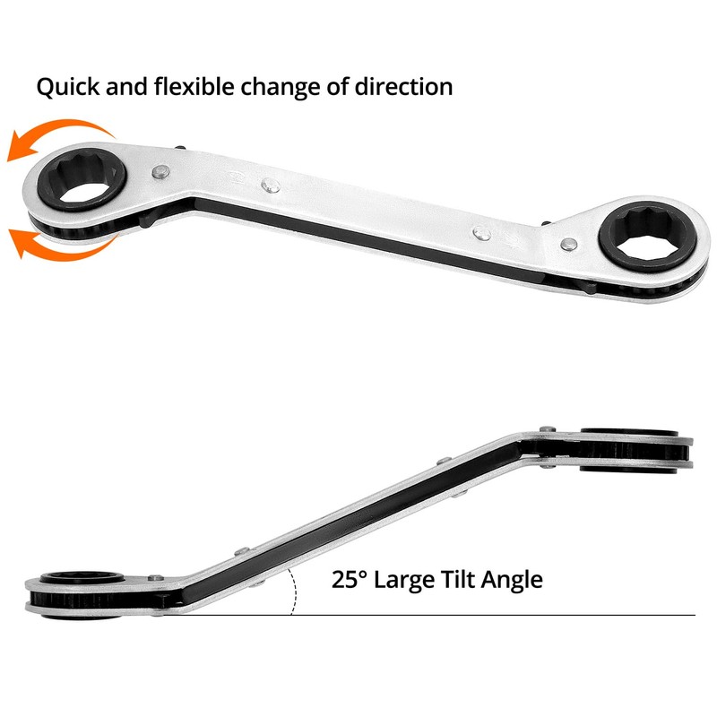 QWORK® 5Pcs Ratchet Spanner Set, 6mm-21mm Offset Reversible Double Ring