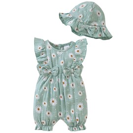 UUAISSO Neonata Vestiti Manica Lunga Volant Tuta Bowknot Pagliaccetto Infantile Ragazze Autunno Inverno Abiti Senza maniche verde 0-3 mesi