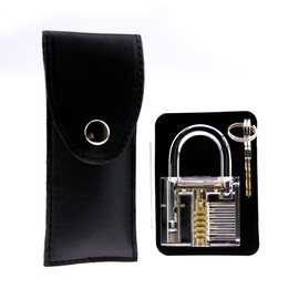 FUNNIN 16 Pcs Practice Lock Pick Padlock Picking Tools Kit Training Set with Transparent Practice Padlock