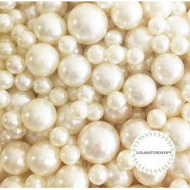 LolaSaturdays™ Pearls 850pcs Loose Beads - no Hole, Bulk vase Filler Pearls for centerpieces Jewelry or Wedding Decorations (Assorted, Ivory)