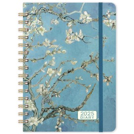2025 Diary - 2025 Diary A5 Week to view from January 2025 to December 2025, Hardcover with Inner Pocket, Twin-Wire Binding, 21.5 x 15.5 cm - Apricot Flower