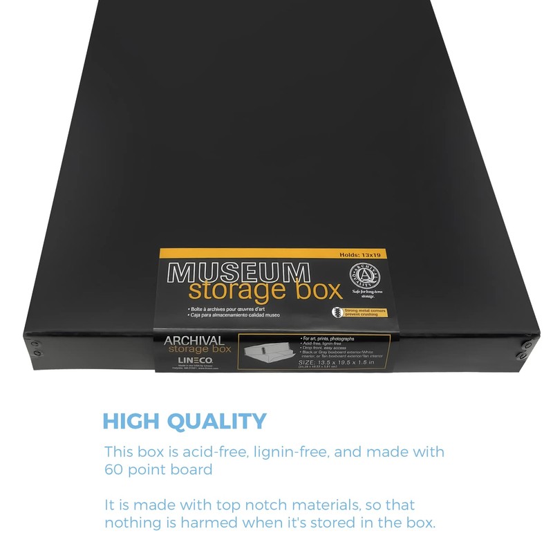 Lineco Museum Archival Storage Box, 13.75x19.75x1.5 in. Drop Front Design.