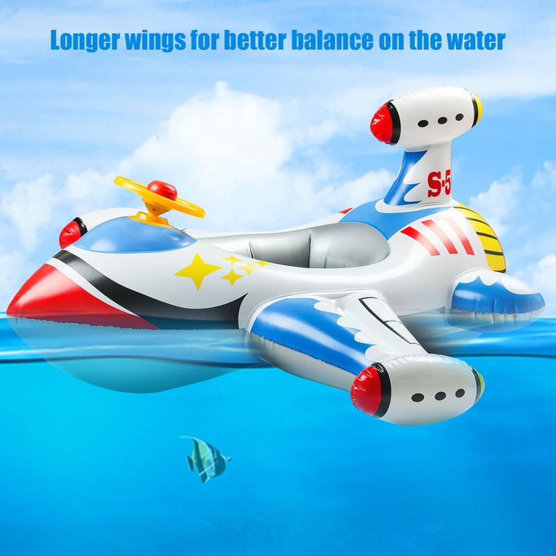 Inflatable Airplane Swimming Ring Inflated Plane Swim Float Seat with