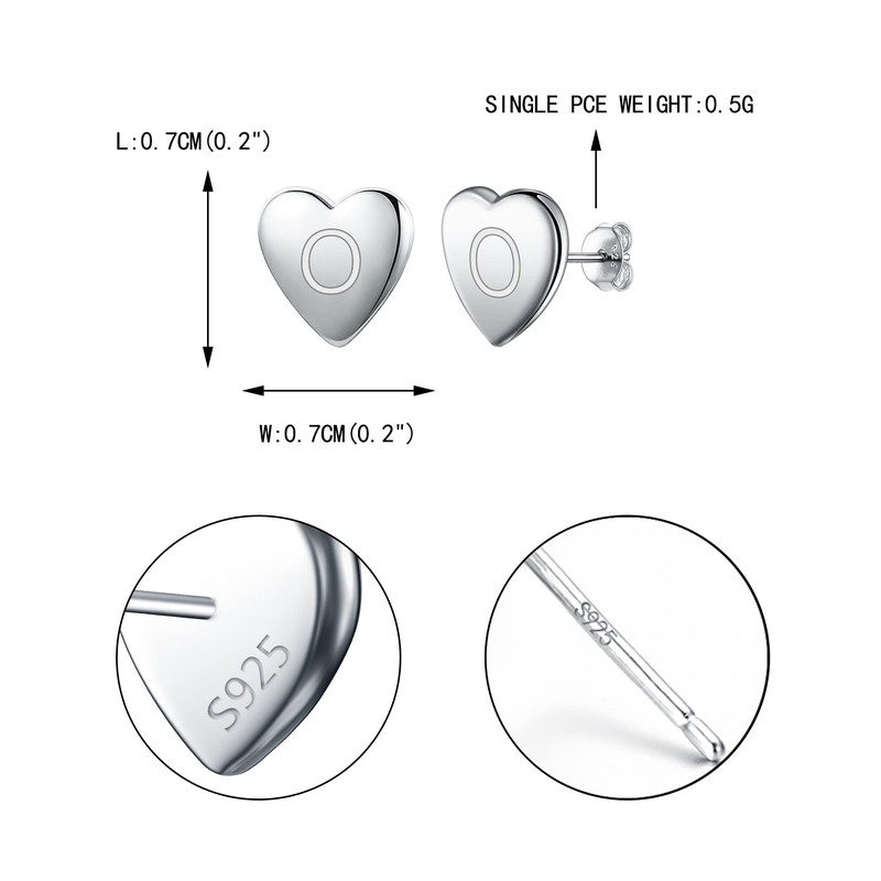 EVER FAITH Heart Letter O Stud Earrings for Girls, 925