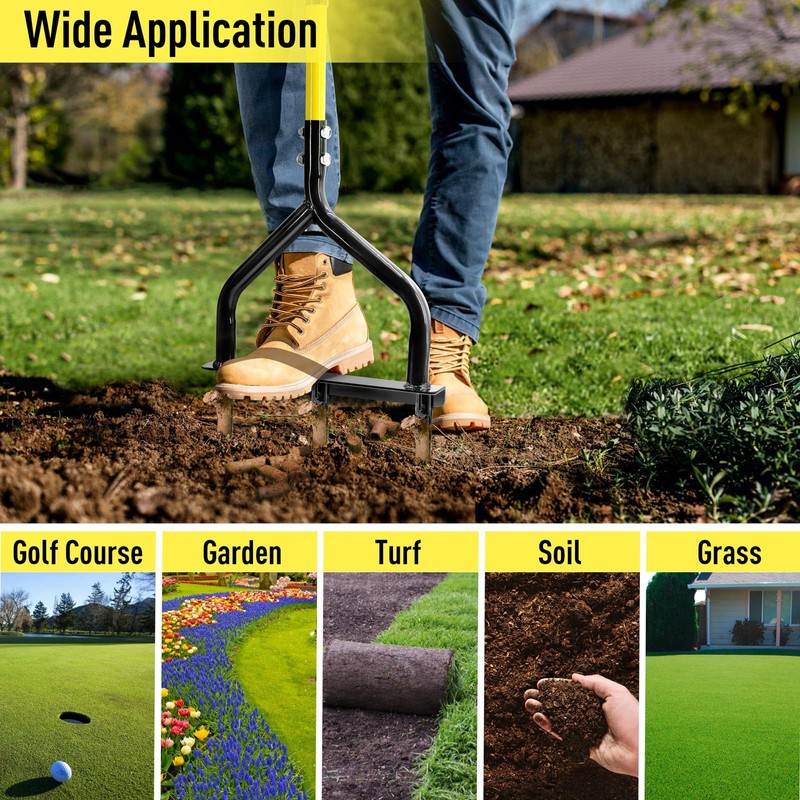 Jardineer Manual Push Lawn Aerator Coring Tool, Plug Aerators with