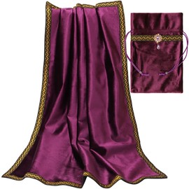 BLESSUME Wizard Tarot Table Cloth for Reading with Card Pouch Square Velvet Divination Tarot Cloth (Purple 6)
