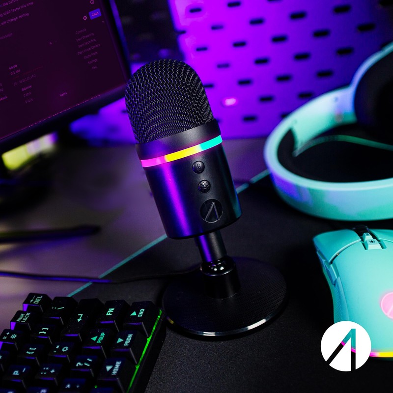 STEALTH Light-Up LED USB Streaming Microphone with Noice Cancelling Function