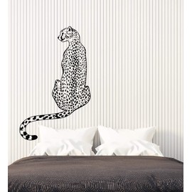 Vinyl Wall Decal Wild Animal Cheetah Big Cat Leopard Stickers Mural Large Decor (g4829) Black