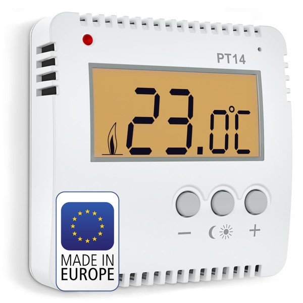 ELEKTROBOCK PT14 Digitaler Raumthermostat 230V | Ein Knopfdruck - Temperaturwechsel