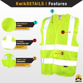 KwikSafety - Charlotte, NC - CREW Breakaway Safety Vest [5 PACK] Class 2 ANSI OSHA High Visibility Lightweight Reflective Construction Surveyor PPE/Yellow Large