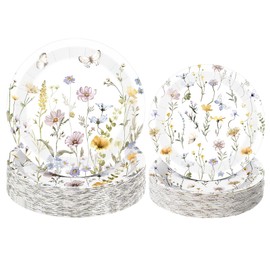 Pickmesh 60 Pcs Wildflower Paper Plates 9 in and 7 in Disposable Floral Dinner Plates Watercolor Spring Flower Dessert Party Dinnerware for Tea Party Birthday Baby Shower Bridal Shower(Fresh)