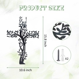 Ecqizer Unique Tree of Life Wall Cross, Artistic Cross Wall Decor, Ideal for Home & Kitchen, Subtle Wall Sculpture Art, 16 × 11 Inch