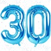 Number 30 Balloons, Blue 30 Number Balloons, 40 Inch Blue