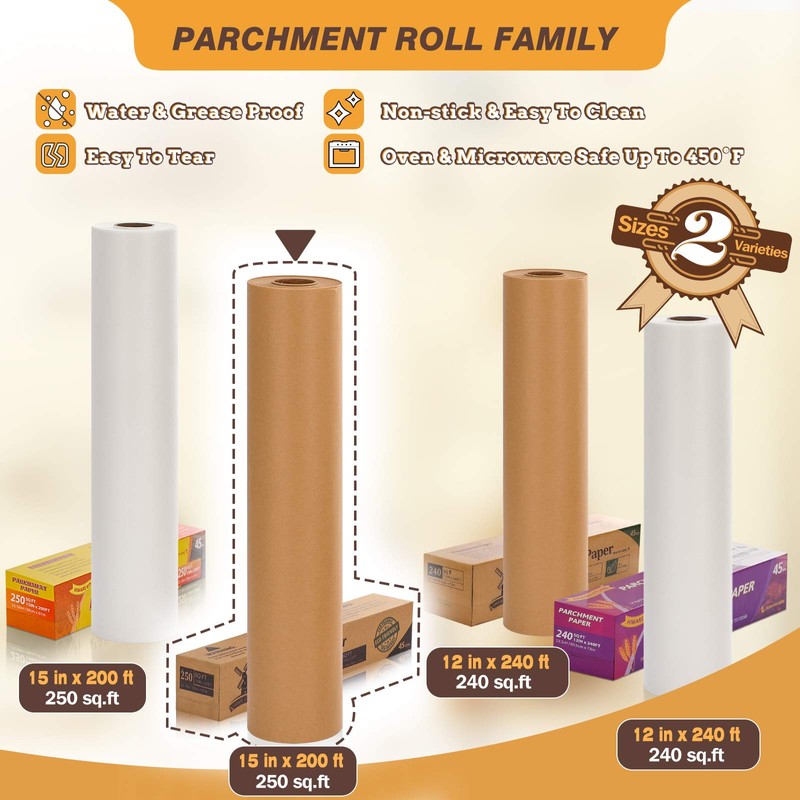 Unbleached 15 x 200 ft Parchment Baking Paper Roll -