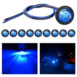 Nilight 10 PCS 3/4 Inch Round LED Clearance Light Front Rear Side Indicator Bullet Marker Lamp for Truck RV Car Bus Trailer Van Caravan Boat, Blue