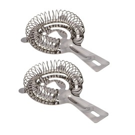 304 Stainless Steel Cocktail Hawthorne Strainer With Ice Filter Bar Cocktail Shaker Coffee Milk Tea Ice Block Filter Tool (Silver 2 Pcs)