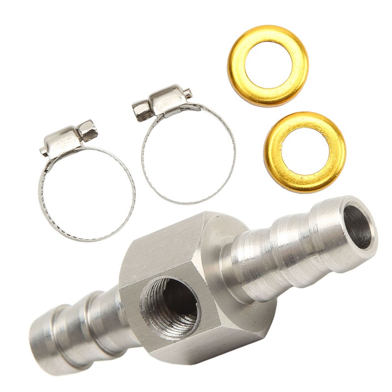 Fuel Line T Fitting Adapter 304 Stainless Steel Pressure Gauge