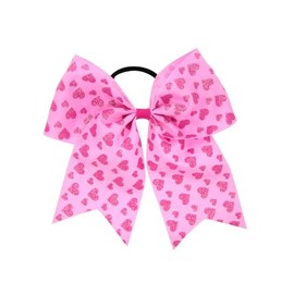 Valentine Cheer Bows Hearts Ponytail Holder Bowknot Valentine Hearts Hair Ring Tie Bow JHV20 (B3-Rose Red)