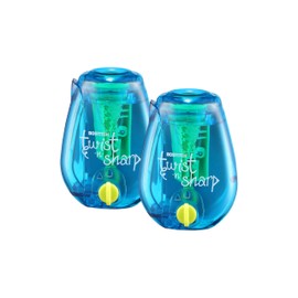 Bostitch Office Twist-n-Sharp Pencil Sharpener, for Kids & Colored Pencils, Assorted Colors (PS1-BLUE-2PK)