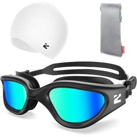 ZIONOR G1 Lite Swim Goggles with Swim Cap Comfortable Anti-fog Swimming Goggles Set for Adult Men Women