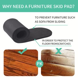 Laowu 4 Pcs Anti-Slip Furniture Pads for Recliner, Recliner Non Slip Grippers, Recliner Floor Protector, Non Skid Furniture Pads for Hardwood Floors, Recliner Pads to Prevent Furniture Sliding Black