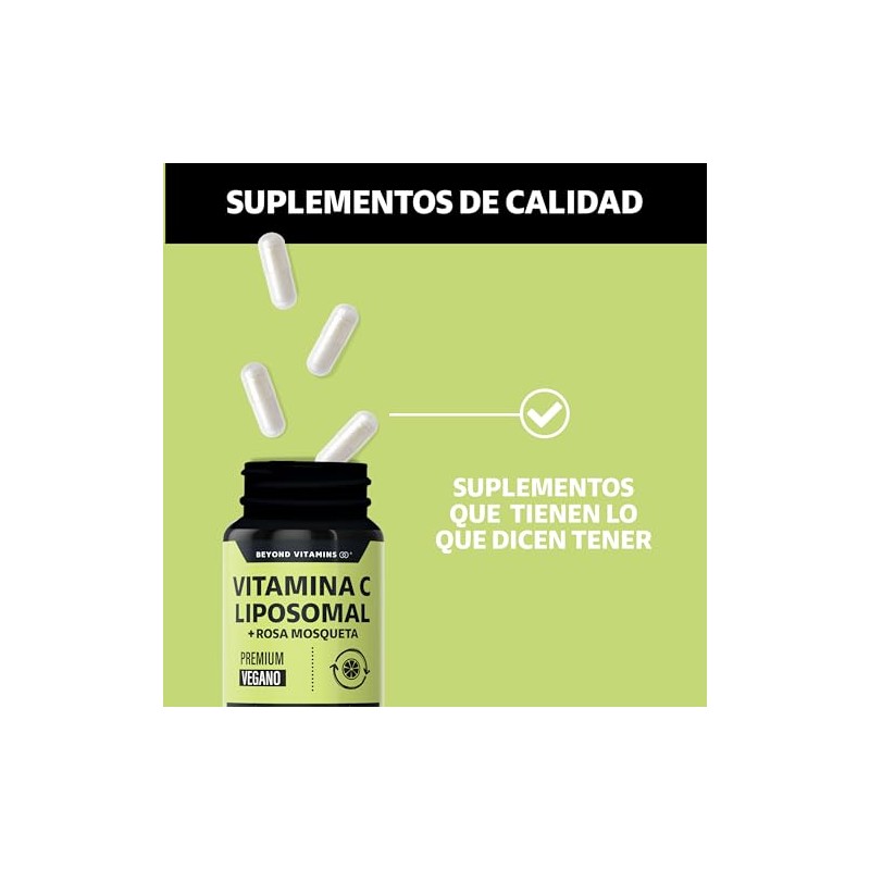 Beyond Vitamins | Vitamina C Liposomal 300mg Potenciado con Rosa