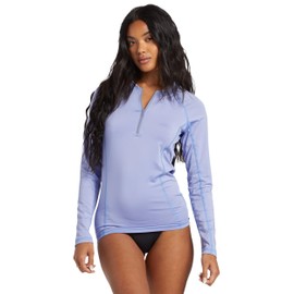 Billabong Women's Standard Core Long Sleeve 1/2 Zip Rashguard, Cosmic Blue