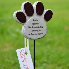 Angraves Special Dog Paw Print Memorial Pet Memory Tribute Stick