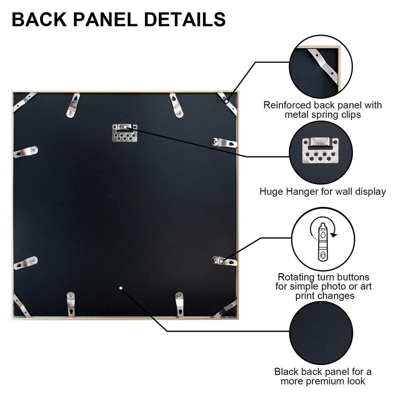 Boarding 18x18 Natural Poster Frame,8x8 Mat,Premium Metal,Tempered glass