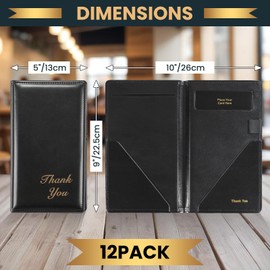 AMGSH AMGSH Leather Restaurant Check Presenters, 12 Pack 9" x 5" Check Presenters Guest Check Card Holder with Gold Thank You Imprint for Restaurants Eatery Bar Cafe (12 Pack, Black)