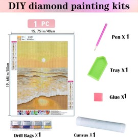Diamond Painting Kits for Adults,Diamond Art Beach DIY Paint by Numbers for Adults Beginner, Full Drill Diamond Dots Paintings Picture Arts Craft Diamond Home Wall Art Decor 12x16 Inch（Landscape Art）