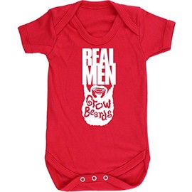 Hippowarehouse Real Men Grow Beards Baby Vest Bodysuit (Short Sleeve) Boys Girls Red
