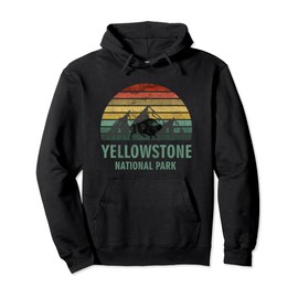Yellowstone National Park USA Bison Buffalo Vintage Pullover Hoodie