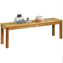 Acacia Wood Outdoor Patio Bench 52 Inch Durable Modern Design Contemporary Style Seating For 4 Teak Colorcolor: Teak color