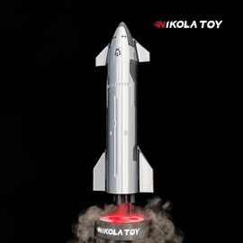 NIKOLATOY SpaceX Starship Model 1:200 Scale – Space Rocket with LED Lights and Misting Function – Aerospace Collectible Rocket Toy Desktop Ornament, Ideal Gift for Space Enthusiasts (Full Version)
