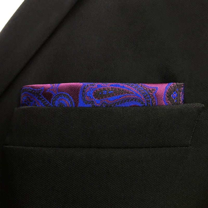 SHLAX&WING Men's Purple Abstract Silk Pocket Square, KH13