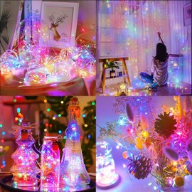 4 Pack Cuttable Fairy Lights Battery Operated, Waterproof 20FT 60LED Twinkle Lights with Timer Indoor Outdoor, Fairy Battery String Light for Bedroom, Classroom, Wedding, Christmas Décor(Multicolor)