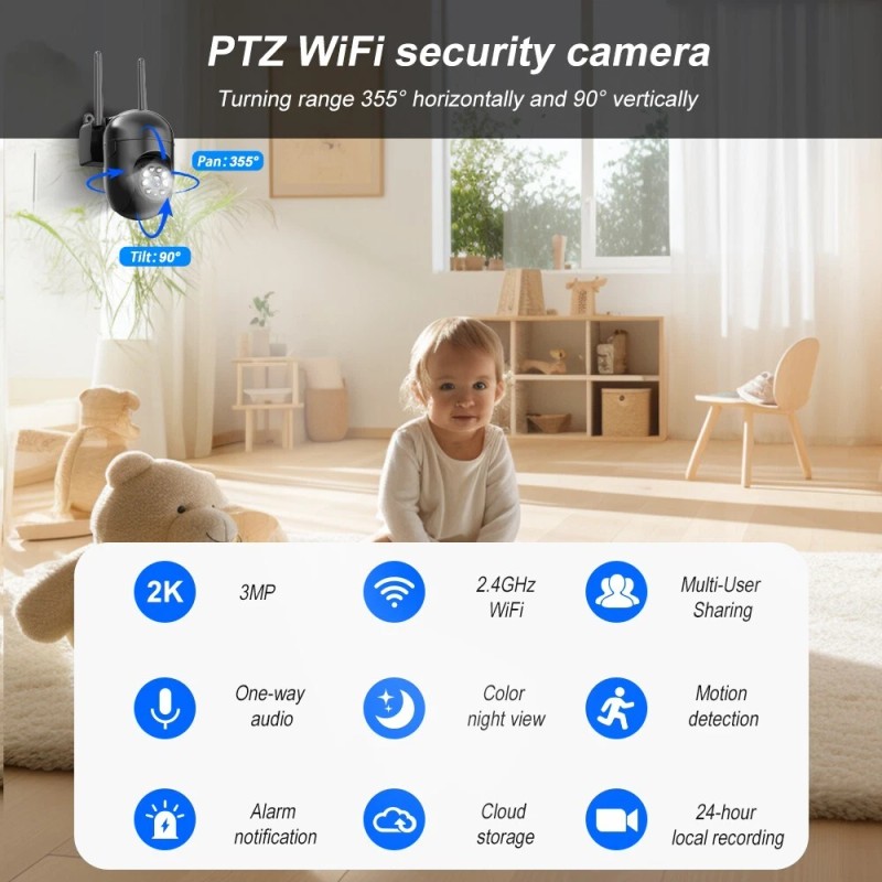Sansco 5MP IP Wireless WIFI CCTV PTZ Camera Smart Home
