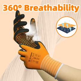 Schwer 3 Pairs LT5619 Work Gloves MicroFoam Nitrile Coated, ANSI A1 Cut Resistant Working Gloves with Grip, Micro Dot Palm, Touchscreen Capable, for Automotive Electronic Assembly (X-Large)