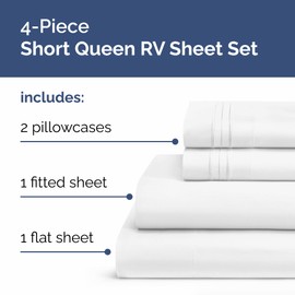 RV Short Queen Sheets – RV Short Queen Sheets with Deep Pockets - Designed for RVs, Bunks, Trailers and Campers – RV Mattress Sheets, Easy-Fit RV Queen Sheets - RV Short Queen Bed Sheets Set – White
