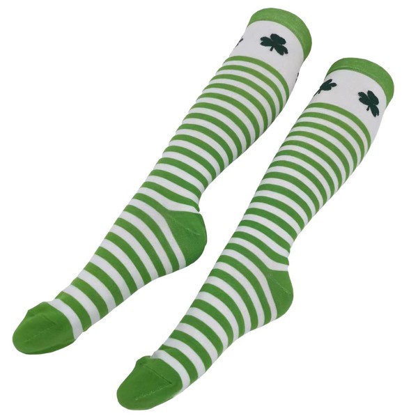 BaHoki Essentials St. Patrick's Day Socks - Knee High Irish Green - Shamrock and Clover Socks