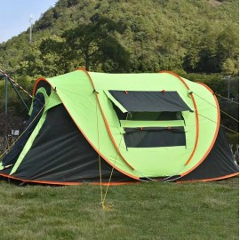 DOEL 4-6 Person Pop Up Camping Tent Waterproof Instant Automatic With Door Poles - Army Green