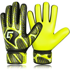 GLOVIX Kids Goalkeeper Gloves–Youth & Junior Football Goalie Gloves with Strong Grip,Breathable Mesh & Durable Palm–Boys Soccer Glove for Training (YELLOW, Size 3 suitable for 5 to 6 Years old)