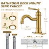 Roman Bathroom Sink Faucet Brushed Gold Single Hole Deck-Mount Pop-up