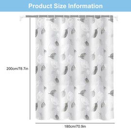QEEROYO Bathroom Curtain, Shower Curtain, Anti-Mould, Shower Curtain, 180 x 200 cm Shower Curtains, Waterproof Shower Curtains, Bath Curtains, Curtain for Shower, Bath Curtain for Bathroom