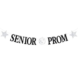 Senior Prom Banner, Prom 2026 Sign, Congrats Grad, Class of 2026 High School/College Sent Off Graduation Party Decorations Black Glitter