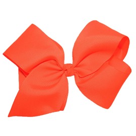 WD2U Girls Large 6" Grosgrain Knotted Hair Bow French Clip Barrette Neon Orange