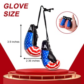 OFFWEGO USA Flag Mini Boxing Gloves Car Mirror Hanging Decor Accessories - USA Flag Glove Father’s Day Display for Car Mirror or Home for Lucky Hanging, American Flag, 2 PCs
