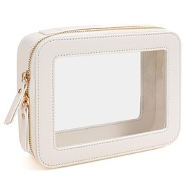 FFpaw Clear Makeup Bag, Travel Cosmetic Organizer Case Waterproof Skincare Toiletry Bag with Zipper Portable Make Up Pouch Compact Car Organizer Bag for Essentials (Large White)