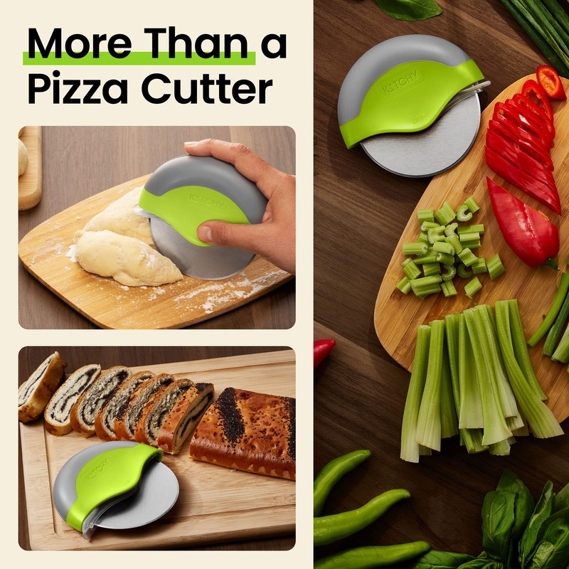 Kitchy Pizza Cutter Wheel with Protective Blade Cover, Ergonomic Pizza